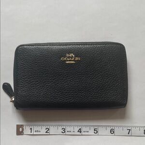 Coach Black Leather Zip Wallet